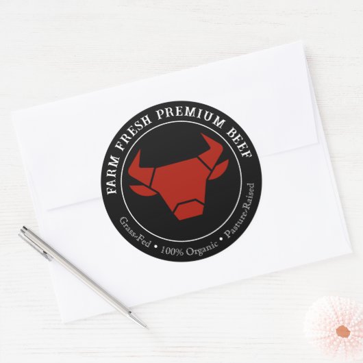 農家の生鮮高級牛肉ビジネス商品ラベル ラウンドシール (封筒)