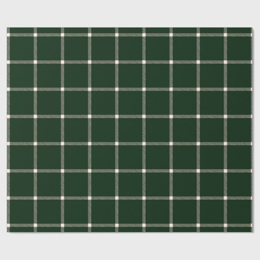 農家の田舎の手で引いた格子模様の濃い松の緑 ラッピングペーパー (フラット)