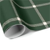 農家の田舎の手で引いた格子模様の濃い松の緑 ラッピングペーパー (ロールコーナー)