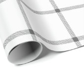 農家の田舎の手で引いた格子灰色の白 ラッピングペーパー (ロールコーナー)