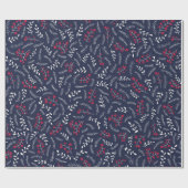 農家の田舎の紺色の葉のパターンかわいい ラッピングペーパー (フラット)