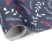 農家の田舎の紺色の葉のパターンかわいい ラッピングペーパー (ロールコーナー)