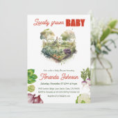 農家の畑の収穫地元で育てられた赤ちゃんシャワー 招待状 (スタンド正面)