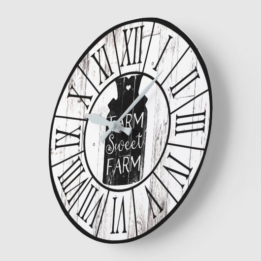 農家の白い木製の素朴なミルク水差しの農場の菓子 ラージ壁時計 (傾斜)