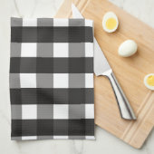 農家の白黒ギンガムチェック キッチンタオル (四つ折り)