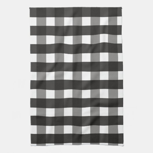 農家の白黒ギンガムチェック キッチンタオル (縦)