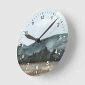 農家の眺め ラウンド壁時計 (傾斜)