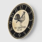 農家の素朴なオンドリのヴィンテージの家業 ラージ壁時計 (傾斜)