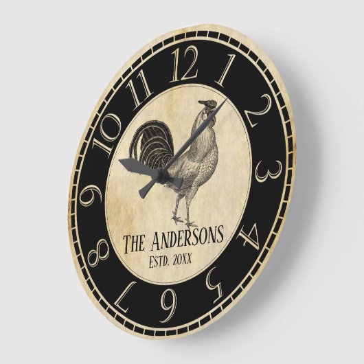 農家の素朴なオンドリのヴィンテージの家業 ラージ壁時計 (傾斜)