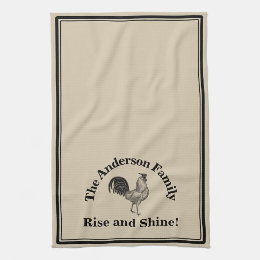 農家の素朴な鶏のカスタム家族 キッチンタオル (縦)