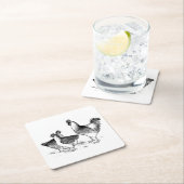 農家の素朴な鶏の動物のキッチン スクエアペーパーコースター (インサイチュ)