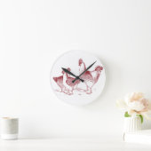 農家の素朴な鶏の動物のキッチン ラウンド壁時計 (ホーム)