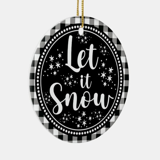 農家の素朴ギンガムレット雪 セラミックオーナメント (右)