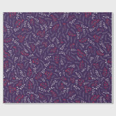 農家の紫色の赤い素朴な葉のパターン ラッピングペーパー (フラット)