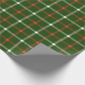 農家の緑の赤の白い手で引かれた格子柄 ラッピングペーパー (角)