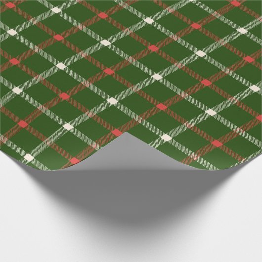 農家の緑の赤の白い手で引かれた格子柄 ラッピングペーパー (角)