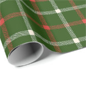農家の緑の赤の白い手で引かれた格子柄 ラッピングペーパー (ロールコーナー)