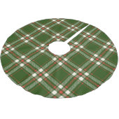 農家の緑の赤オフ白い格子柄かわいいクリスマス ブラッシュドポリエステルツリースカート (アングル)