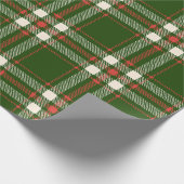 農家の緑の赤オフ白い格子柄かわいいクリスマス ラッピングペーパー (角)