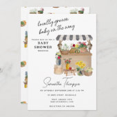 農家の花カートスタンド市場ベビーシャワー 招待状 (正面/裏面)