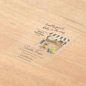 農家の花車スタンド市場のベビーシャワー アクリル招待状 (レイダウン)