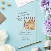 農家の花車スタンド市場のベビーシャワー アクリル招待状 (インサイチュ (ウェディング))