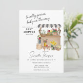 農家の花車スタンド市場のベビーシャワー 招待状 (スタンド正面)