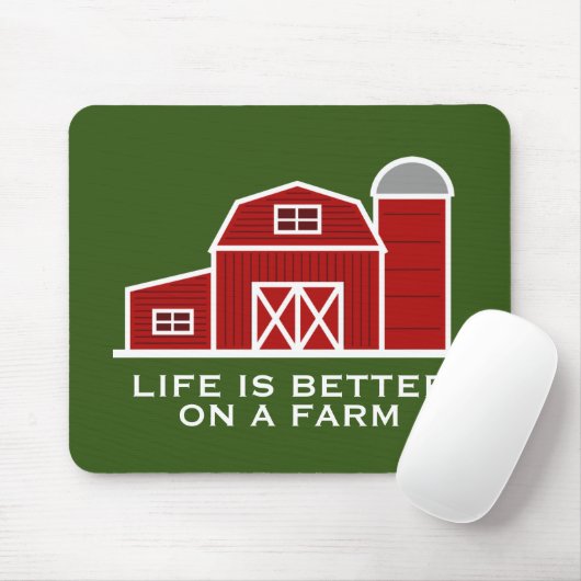 農家の赤い納屋の家の方が生活カスタムが好い マウスパッド (マウス)