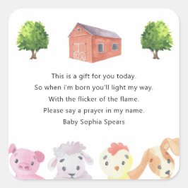 農家の赤ちゃんシャワー – 祈りの言葉キャンドルラベル スクエアシール