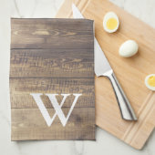 農家の軽い納屋の木製の板のモノグラム キッチンタオル (四つ折り)