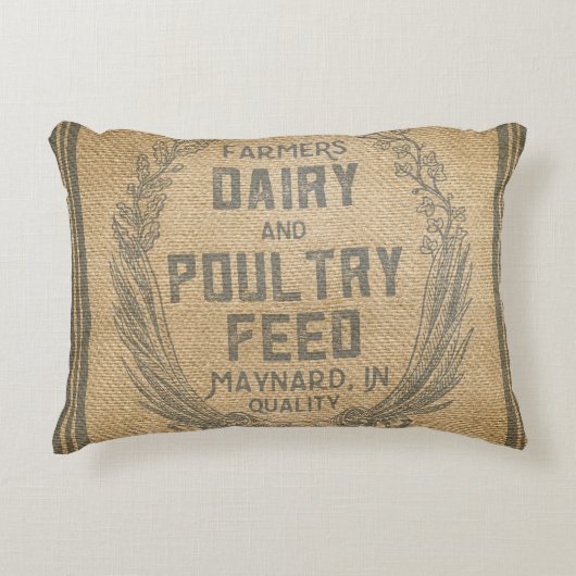 農家の酪農場の家禽は袋バーラップを食べ物を与えます アクセントクッション (正面)