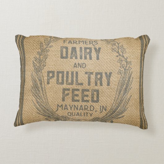 農家の酪農場の家禽は袋バーラップを食べ物を与えます アクセントクッション (裏面)