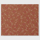 農家の錆シナモン素朴な葉のパターン ラッピングペーパー (フラット)