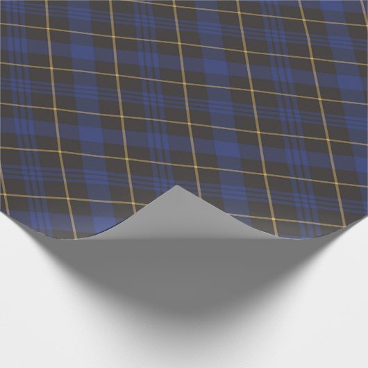 農家の青い黒い金ゴールドの斜めの格子柄 ラッピングペーパー (角)