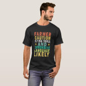 農家の飛んでいる注意ツールと不快な言語 Tシャツ (正面フル)