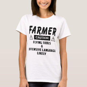 農家の飛んでいる注意ツールの不快な言語リンク Tシャツ