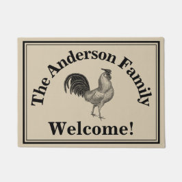 農家の鶏のカスタムな家族の素朴な歓迎 ドアマット