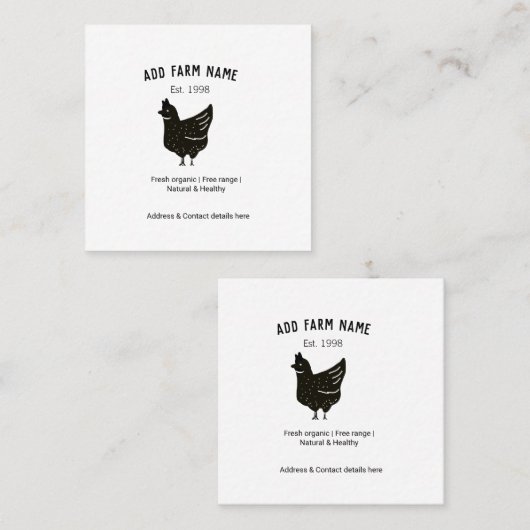 農家の鶏の卵を追加の名前の年の住所コンタ スクエア名刺 (正面/裏面)