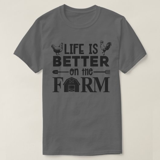 農家の鶏の農家ファでおもしろい生活が良い Tシャツ (デザイン正面)