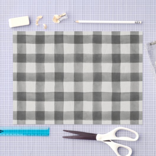 農家の黒く及び白いバッファローの格子縞のティッシュペーパー 薄葉紙 (クラフト)