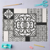 農家の黒と白のタイルパターンの切り離し 薄葉紙 (クラフト)