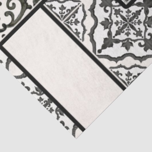 農家の黒と白のタイルパターンの切り離し 薄葉紙 (詳細)