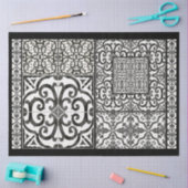 農家の黒と白のタイル家具のデコページ 薄葉紙 (クラフト)