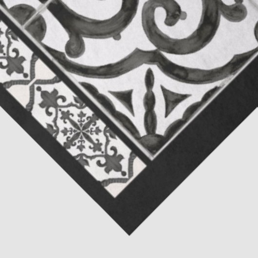 農家の黒と白のタイル家具のデコページ 薄葉紙 (詳細)