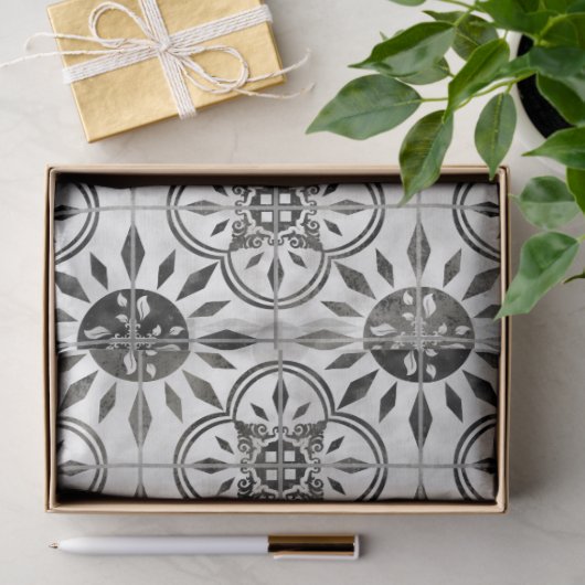 農家の黒と白のタイル素朴の切り離し 薄葉紙 (ギフト)