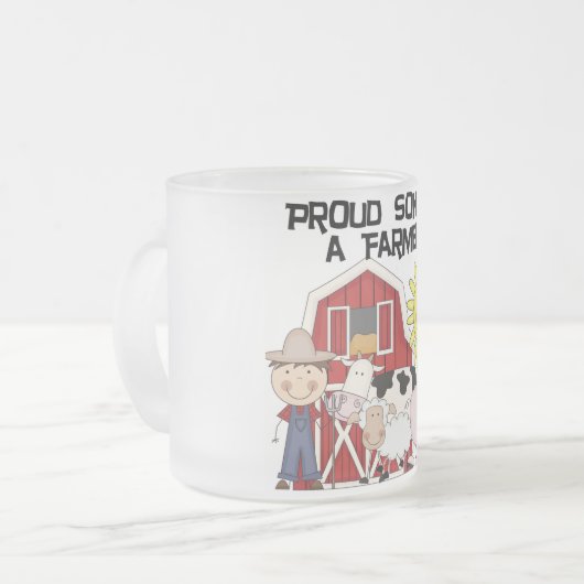 農家のTシャツおよびギフトの誇り高い息子 フロストグラスマグカップ (正面左)