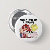 農家のTシャツおよびギフトの誇り高い息子 缶バッジ (正面&裏面)