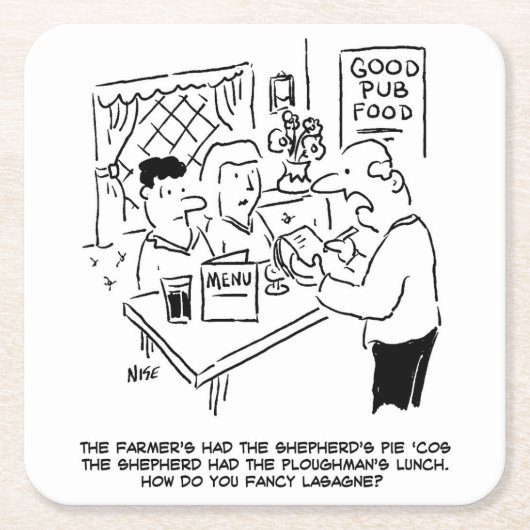 農家はシェパードのパイを持っていた スクエアペーパーコースター (正面)