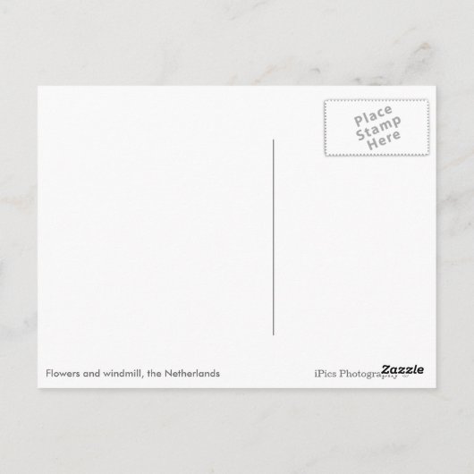 農家はチューリップと風車を調べている ポストカード (裏面)