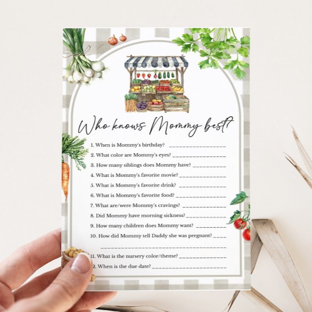 農家はママのゲームを知っている地元で育最高のった (Farmers Market Baby Shower Who knows Mommy Best Game )